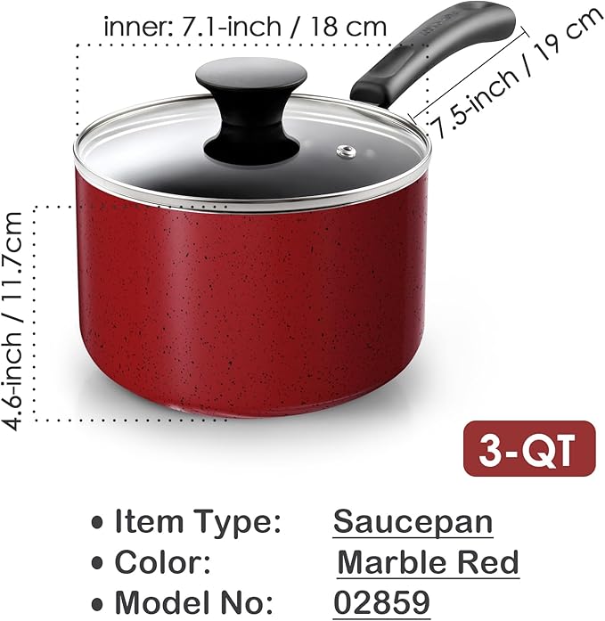 Cook N Home Non Stick Sauce Pan, 3 Quarts Saucepan - Image 2