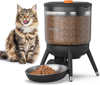 Automatic Cat Feeder with Timed Food Dispenser, One-Touch Feeding, Dual Power by InvengoSmartCare