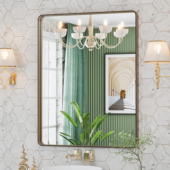 LOAAO 28”X36” Bronze Bathroom Mirrors - Image 7