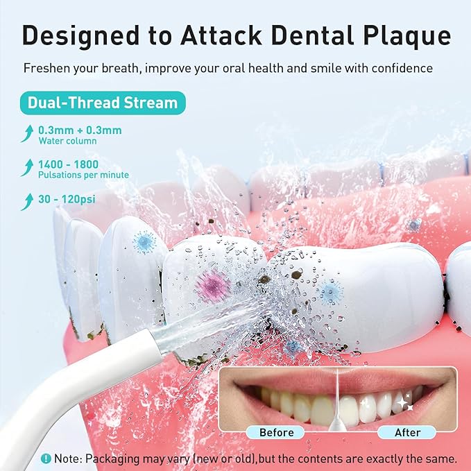 COSLUS Water Dental Flosser Teeth Pick: Portable Cordless Oral Irrigator 300ML - Image 2