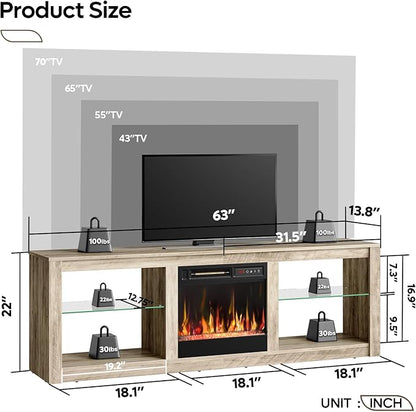 Bestier 63 Inch Modern Fireplace TV Stand - Image 2