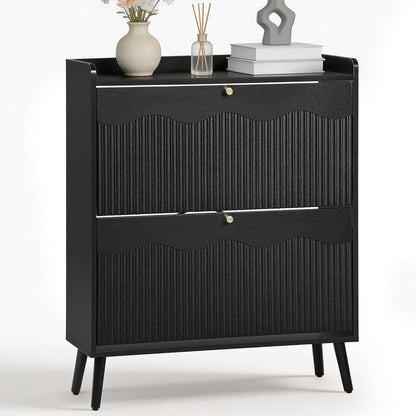 berrymerry 31.5” black fluted shoe cabinet storage with, main product view