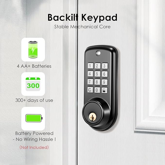 Smart Lock, Keyless Entry Door Lock, Password Mechanical Key 2 Unlocking - Image 3