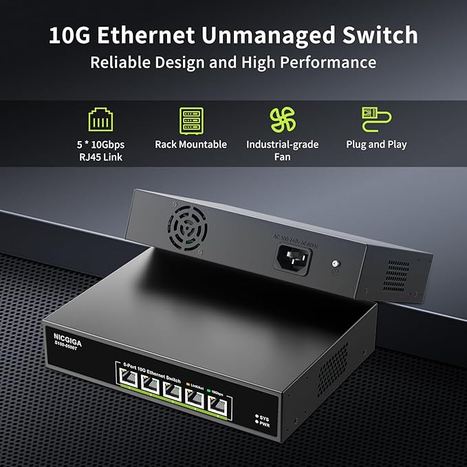 5 Port 10G Ethernet Switch Unmanaged, - Image 3