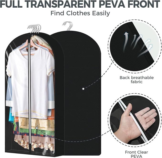 6 Pcs 40" Garment Bags for Hanging Clothes, Garment Bags Shoulder Covers - Image 5