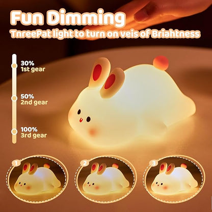 Rytinazzz Big Face Rabbit Night Light, 3-Level Pat Control & Cute Squishy Lamp - Image 2