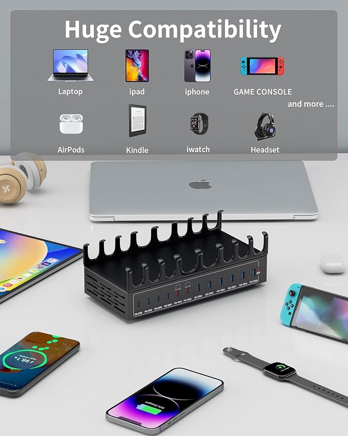 360W Charging Station for Multiple Devices, 12-Port USB C Charging Station - Image 5
