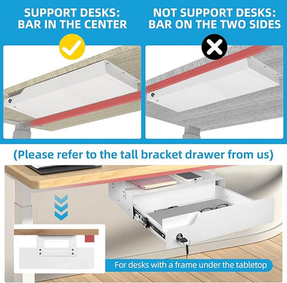 Under Desk Drawer Storage Organizer Lockable 24 Inch Wide, Metal Undermount - Image 3
