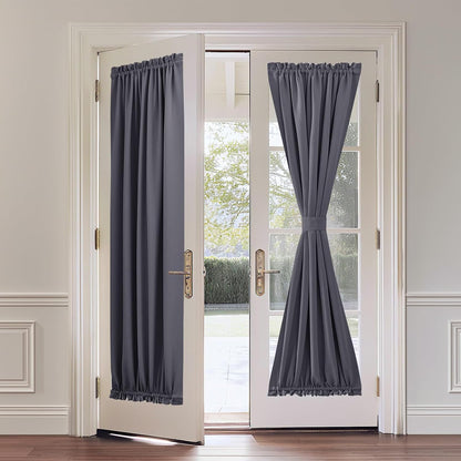 2 Pack French Door Curtain Rod, Sash Curtain Rod Adjustable 18-32in, Black | 3/8in Wrap Around Metal Cafe Curtain Rod Mount With Screws, Supports Up To 20 lb for French Doors, Windows and Sidelights