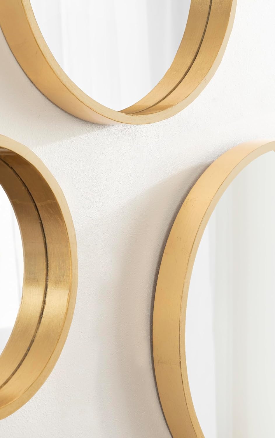 Kate and Laurel Travis Modern Round Wall Mirror Set; Set of 3; Varying Sizes; Gold; Decorative Three-Piece Circle Mirror Set for Use as Bathroom Mirror Decor or Gallery Wall Mirrors