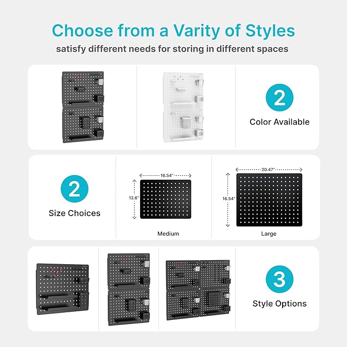 PEGZONE Pegboard Wall Organizer Combination Kit, Overall 33.1"x20.5" Metal - Image 5