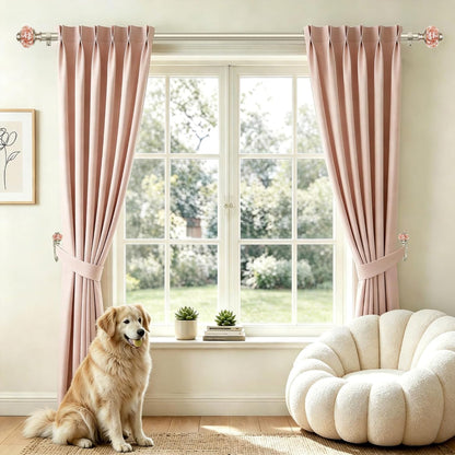 Rose Gold Curtain Holdbacks, Decorative Drapery Tiebacks, 1 Pair | Curtain Hooks for Drapes, Wall Mounted, Vintage Crystal Finials, Durable Metal Material, Size: Small(3.95" L x 3.4" W)