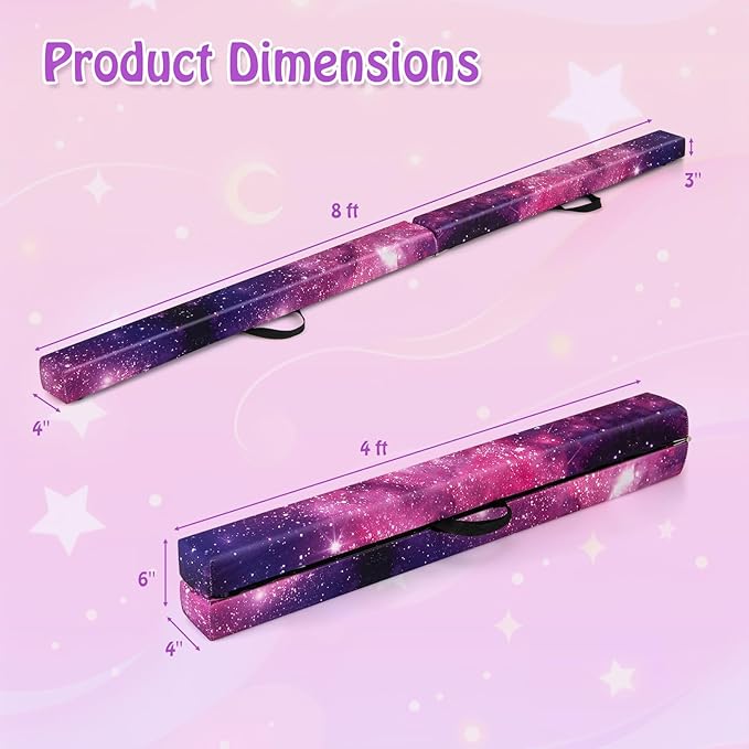 Giantex 7FT/8FT/9FT Balance Beam, Folding Gymnastics Beam w/Carry Handles - Image 7