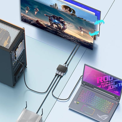 Arector Bi-Directional DisplayPort 1.4 Switcher, 3 in 1 Out 8K DP Switcher Box - Image 4