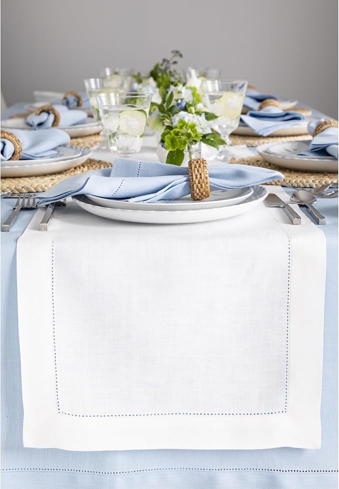 Solino Home Linen White Table Runner 156 Inches Long - 100% Pure Linen Extra ...