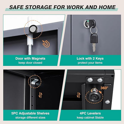 SISESOL Wide & Deep Metal Storage Cabinet - Image 8