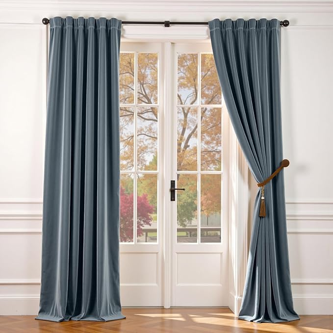 Lazzzy Velvet Blackout Curtains Thermal Insulated Room Window Drapes Super Soft by Lazzzy