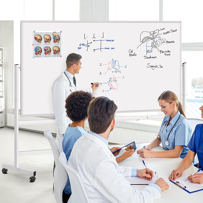 maxtek Rolling Whiteboard 72x48, Large Double-Sided White Board Dry Erase on - Image 8
