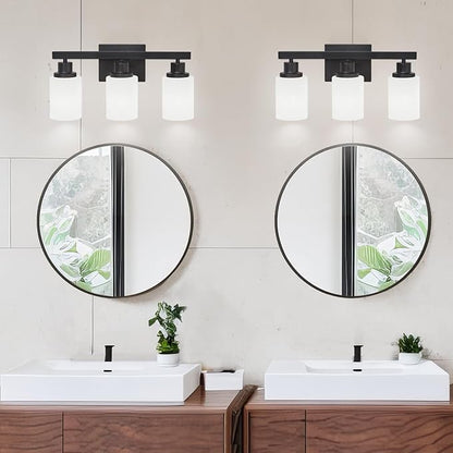 DIKAIDA 3-Light Bathroom Light Fixtures Over Mirror, Modern Matte Black Vanity - Image 6