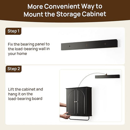Bathroom Storage Cabinet with Adjustable Wood Shelves, Unique Arched Groove - Image 7