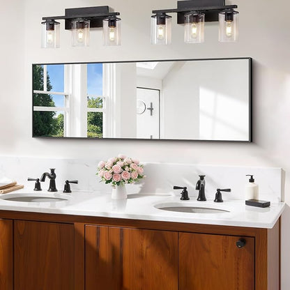 Black Bathroom Mirror for Wall, 16x48 Inch Rectangle Mirror - Image 2