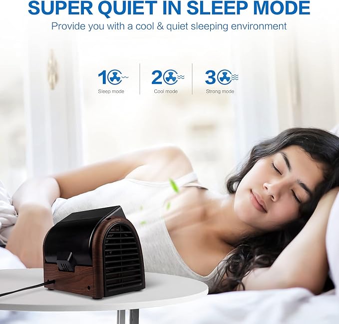 POOCCI Desk Fan Personal Quiet Powerful Small Table Fans Retro Bladeless Fans - Image 7