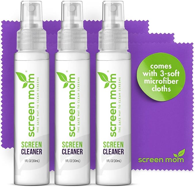 Screen Cleaner Spray and Microfiber Cloths 3-Pack by Screen Mom-Screen Cleaner by ScreenMom