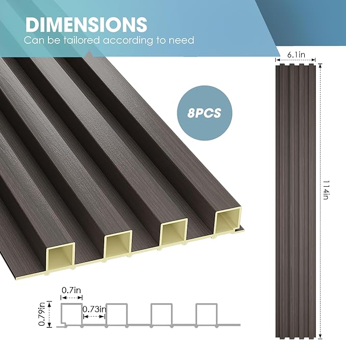 OUZUGIE WPC Acoustic Slat Wall Paneling, Living Room, TV Background, Study Room - Image 3