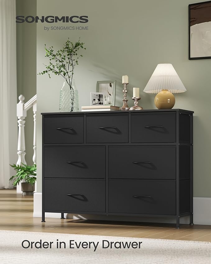 SONGMICS Dresser for Bedroom, Chest of Drawers, TV Stand, 7 Non-Woven Fabric - Image 3