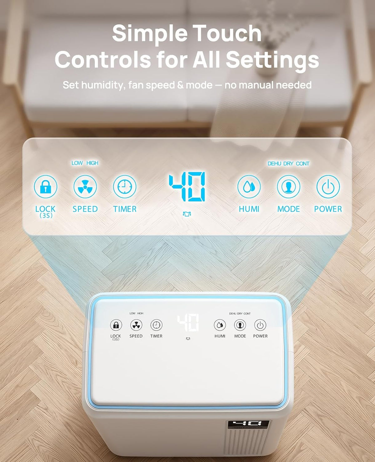 26-pint dehumidifier, dehumidifier for basement with drain hose showing dimensions