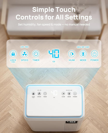 26-pint dehumidifier, dehumidifier for basement with drain hose showing dimensions