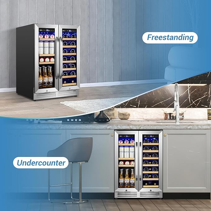 Wine and Beverage Refrigerator Under Counter, 24 Inch Beverage Fridge Dual Zone - Image 8