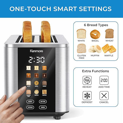 Kenmore 4-Slice Digital Touchscreen Toaster - 900W Stainless Steel - Image 3