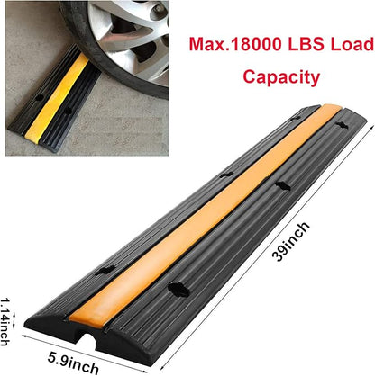 Reliancer 4 Pack 1-Channel Rubber Cable Protector Ramp Traffic Speed Bump - Image 2