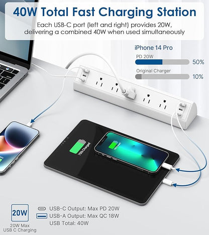 Jgstkcity Desk Clamp Power Strip USB C, 40W Total Fast Charging Station - Image 2