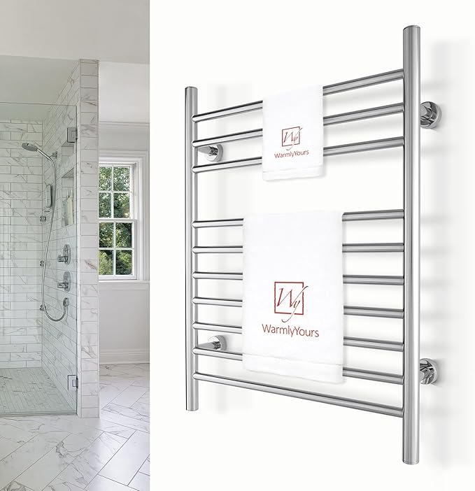 Heated Towel Rack, 10-Bar Wall-Mounted Electric Towel Warmer, Polished - Image 2
