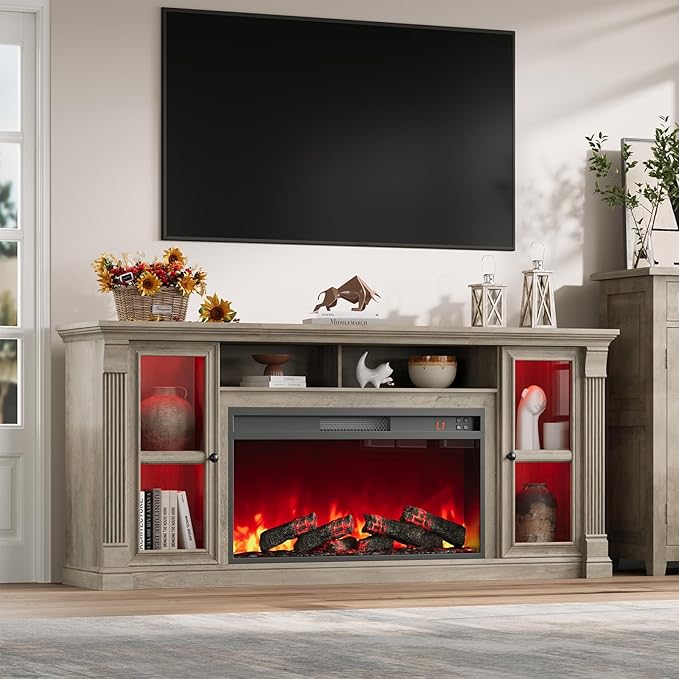 Farmhouse Fireplace TV Stand Up to 80" TVs, Media Console - Image 2
