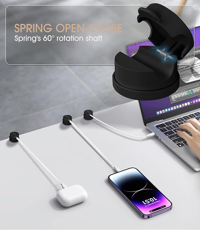 9 Pack Spring Cord Organizer Cable Clips, 2025 Latest Nearockle Phone Charging - Image 3