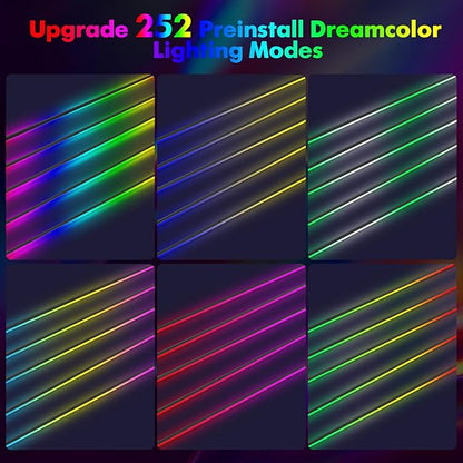 New Version Dreamcolor Acrylic Interior Car Lights 6 in 1 RGB LED Strip Lights - Image 4