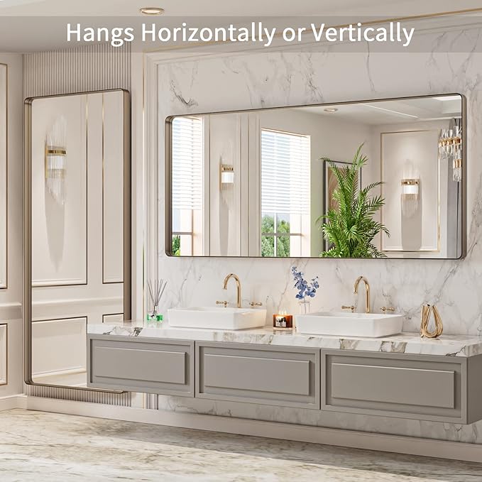 LOAAO 72”X32” Bronze Bathroom Mirrors - Image 4