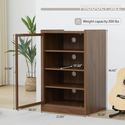 Walnut 5-Tier AV Media Shelf Storage Cabinet - Image 2