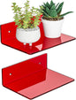 9 Inch Red Acrylic Small Wall Shelf, Home Wall Display Ledges by Sezanrpt