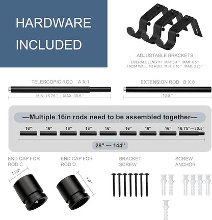 Latest Curtain Rods for Windows 28 to 144 Inches Length Adjustable 1 Inch - Image 2
