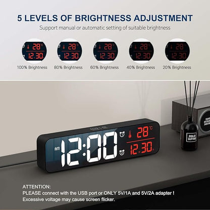 Hournor Digital Clock for Bedroom, Digital Wall Clock for Living Room Decor - Image 3