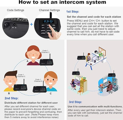 Wuloo Intercoms Wireless for Home 1 Mile Range 22 Channel 100 Digital Code - Image 6