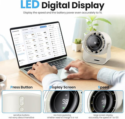 WSKEN Desk Fan with Battery Operated, Quiet Digital Display Portable Fan - Image 2
