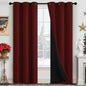 Yakamok Burgundy Red Blackout Curtains 84 inches Long for Bedroom 38" Wide | Thermal Insulated Window Treatment Total Blocking Panels with Black Liner for Living Room/Dining Room Grommet Top 2 Panels