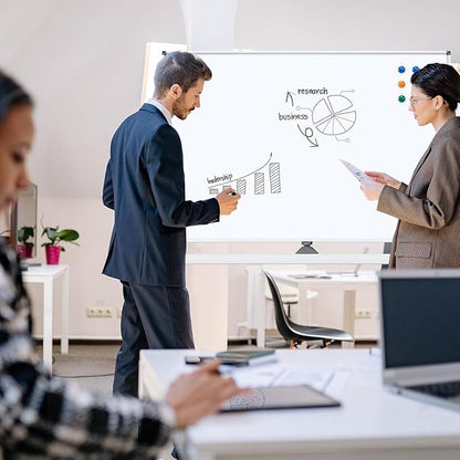 White Board on Wheels, 48 x 32 Inches Height-Adjustable Large Rolling Whiteboard - Image 9