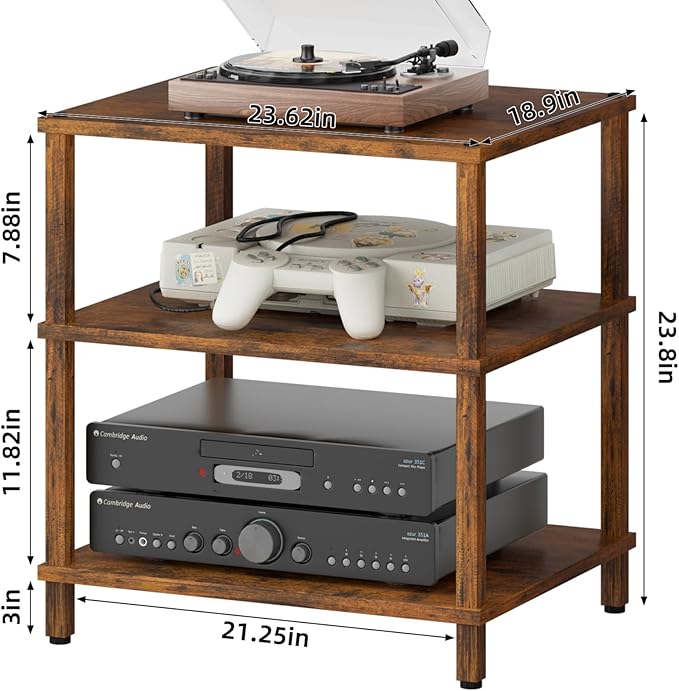 3-Tier AV Media Player Stand, Modern Stereo Cabine, Game Console Shelf - Image 3