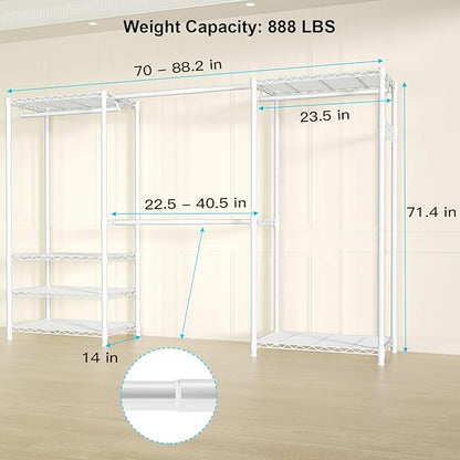 Ulif E1 Heavy Duty Closet Garment Rack, 6 Tiers Adjustable Metal Freestanding - Image 6